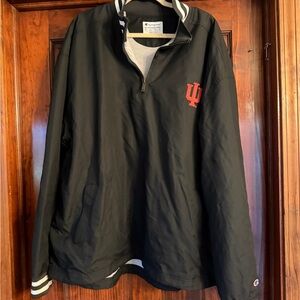 Indiana University Champion Black Windbreaker with Red Emblem